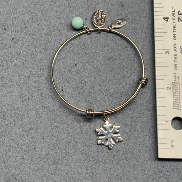 Unwritten Silver Sliders Bracelet Snowflake Turquoise Blue Charm Frozen Unique - Picture 6 of 6
